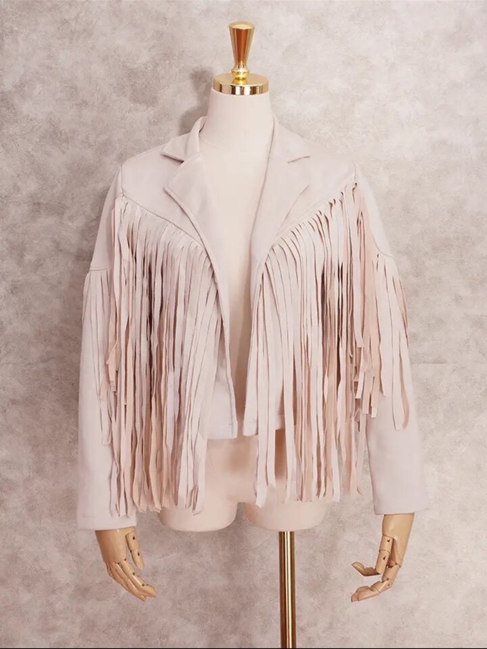 Faux Suede Fringe Mini Skirt in Cream - Picture 5 of 6